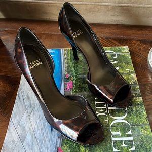Stuart Weitzman peep toe tortoise heels 7.5